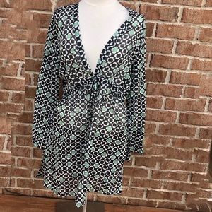 Athleta Swim Cover Up Black, Green & White size Lg